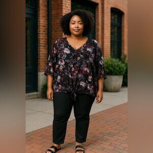Boutique Plus Chic Floral V-Neck Blouse